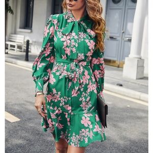 Rouge! Green and Pink Floral Dress
